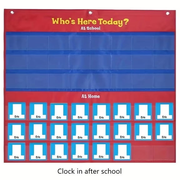 Student Attendance Pockets with 72 Customizable Name Cards - Efficient Classroom Check-In Management Bags