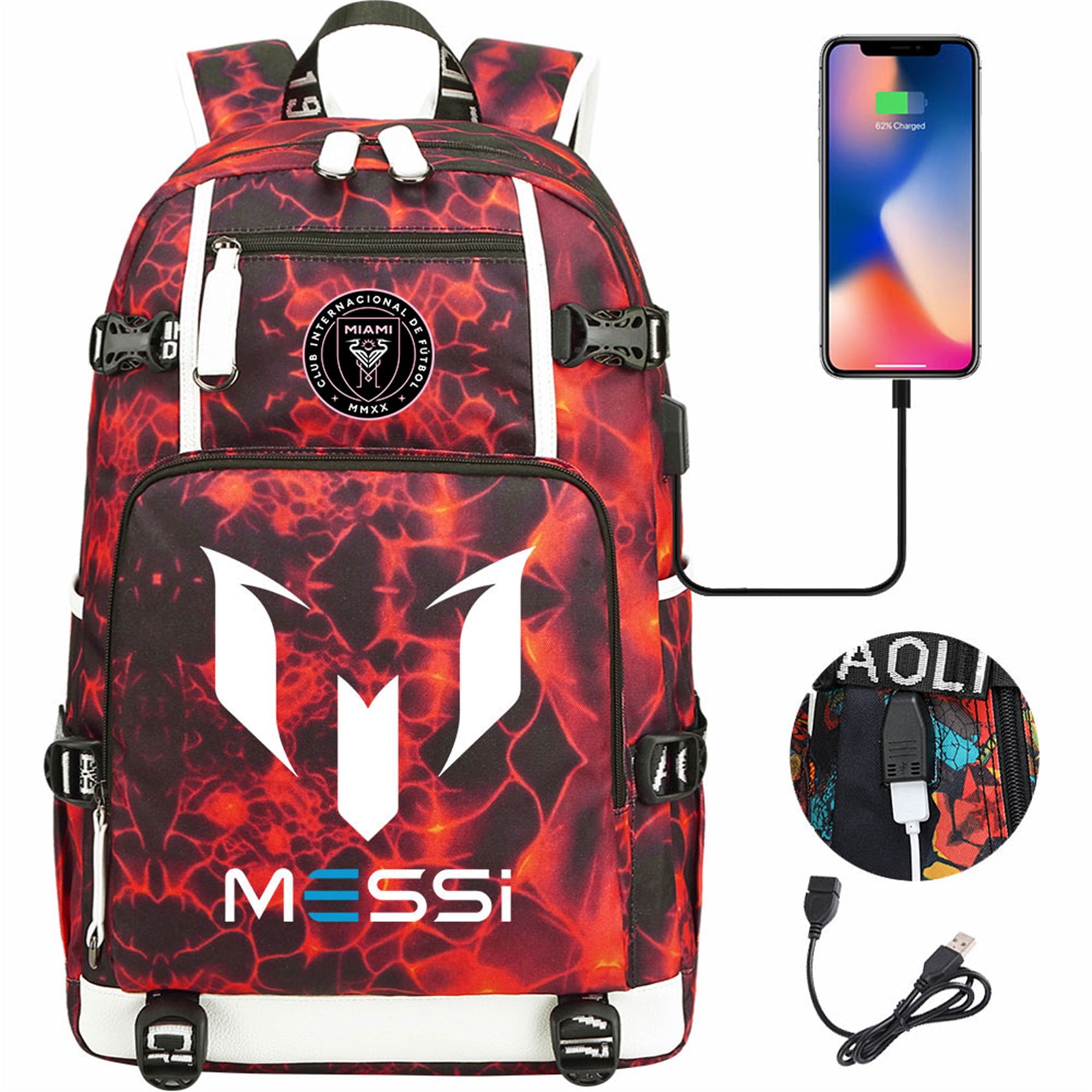 Ucsb Student Backpack Student Back to School Bookbag with USB Charging Port Messi_10 Backpack ...