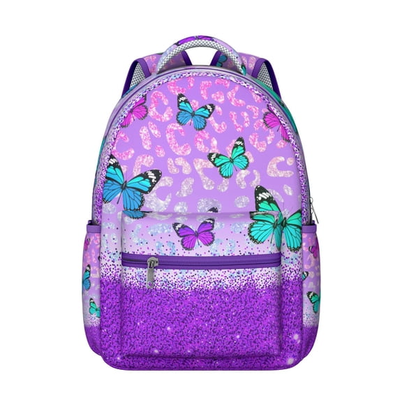 Student Backpack Butterfly Lovers Floral Print Colorful Cute Butterflies Pattern Aesthetic School Book Bag