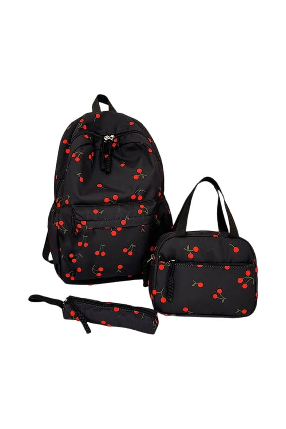 Student Backpack Set 3 Pieces Includes Travel Daypack with Pencil Case and Tote Backpack with Spine Support for Campus Commuting and Social Activities Black