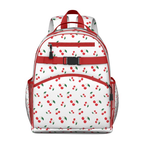 Student Backpack with cute cherry fruit Print aesthetic pattern red Pattern for Students Lightweight Durable Bookbag with sweet pink cherries lovers Style