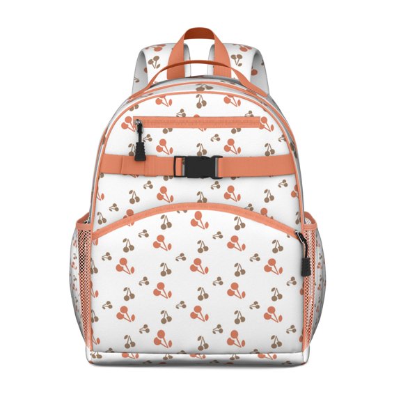 Student Backpack with red pink cherries Print cute sweet candy Pattern for Students Lightweight Durable Bookbag with fruit art aesthetic design Style