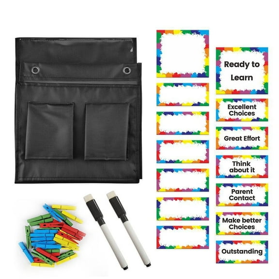 Student Behavior Clip Chart for Classroom Management Set,Kids Reward Pocket Chart for Kid, Behavior Bulletin Board for Teacher,Student Good Behavior for Preschool Kindergarten Daycare Homeschool