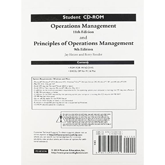 Student CD for Operations Management, 9780133401561, 0133401561, Paperback, 11 edition