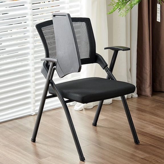 Student Chair with Desk Attached,Stackable Chairs with Flip-up Tablet Arm,Ergonomic Folding Chair with Arm,Guest Reception Stacking Chair,with Pen Slot and Cup Holder