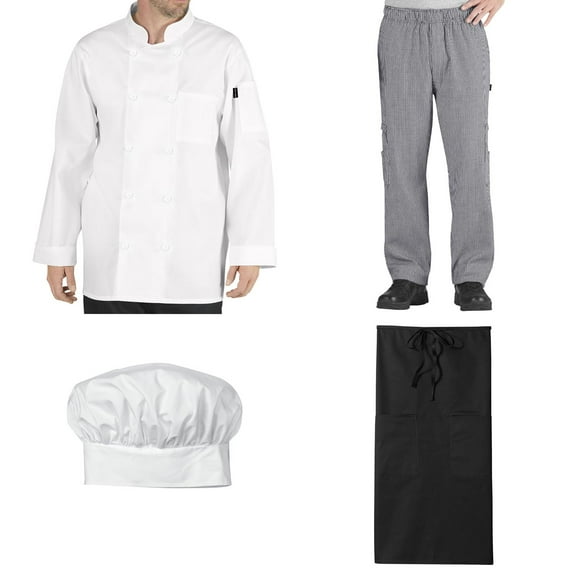 Student Chef Bundle Pack Includes Chef Coat, Pants, Hat & Apron, 2X-Large