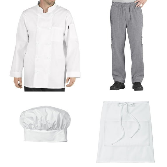 Student Chef Bundle Pack Includes Chef Coat, Pants, Hat & Apron, 4X-Large