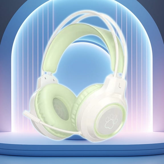 Student and Children Wired Gaming Headset - Surround Sound, RGB Phantom Lights, Noise-Canceling Mic, 40mm Unit, Compatible with Laptops, PS5, Xbox, and More, Perfect Stylish Gift(Green)