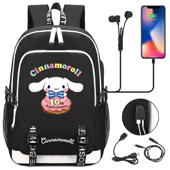 Student Cinnamo_roll School Knapsack Waterproof Laptop Backpack with USB Charging Port Lightweight Bookbag for Teen