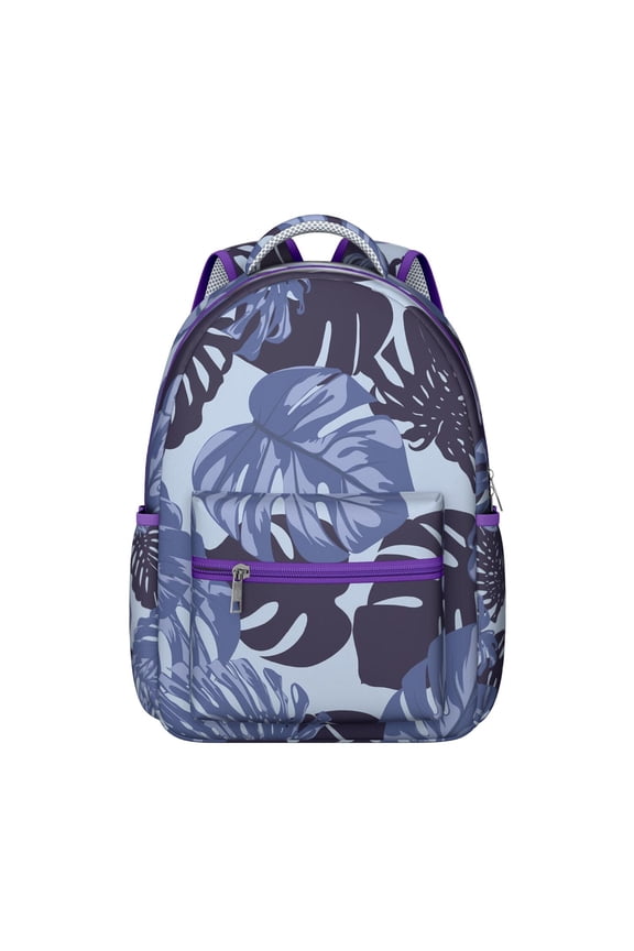 Student Commute Backpack with Hawaii Tropical Wind Palm Leaves Print: Durable Lightweight Laptop Daypack, Large Capacity, Perfect Gift for High School and College Campus Use
