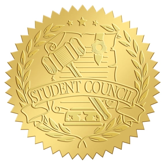 Student Council Gold Envelope Seals Stickers 2" Embossed Adhesive Foil Sealing Stickers Certificates Label for Wedding Invitations Gift Packaging