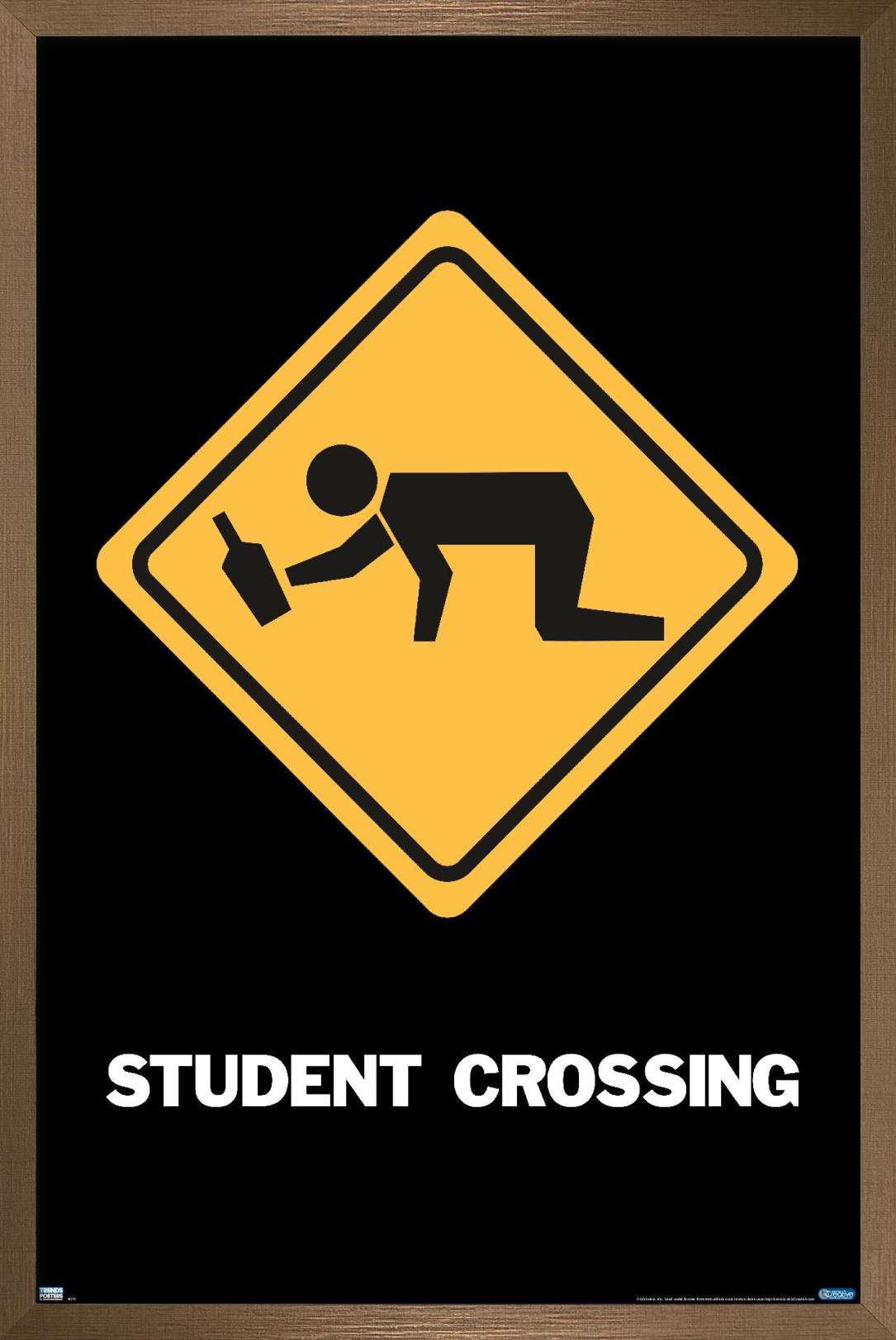 Student Crossing Wall Poster, 22.375" x 34", Framed