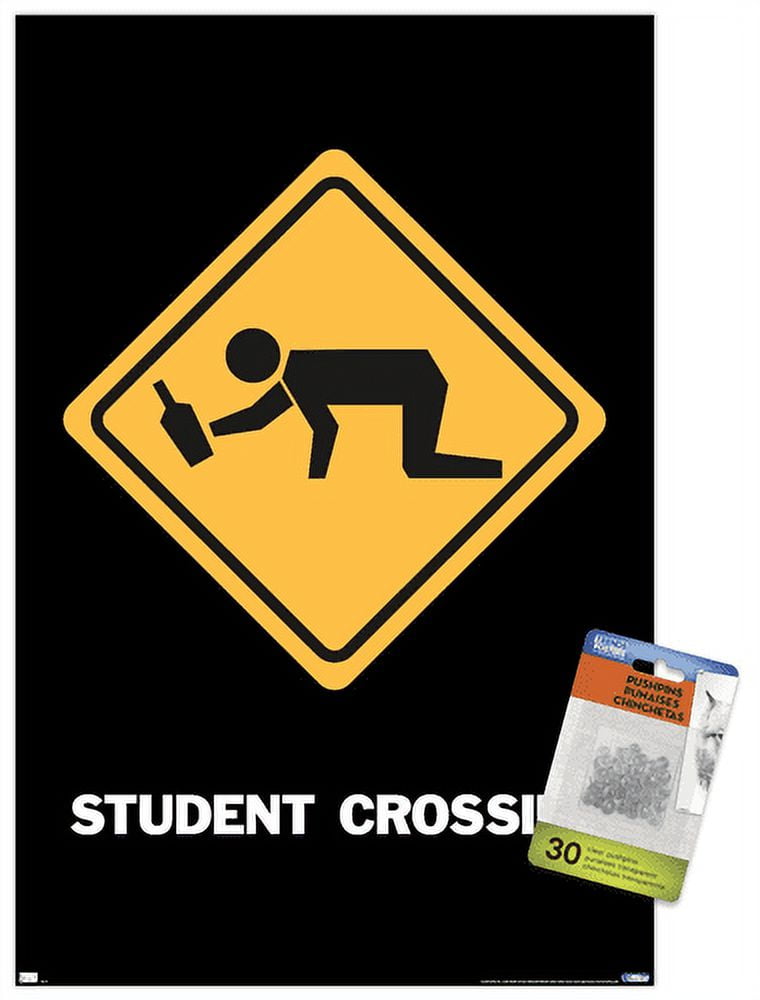 Student Crossing Wall Poster with Push Pins, 14.725" x 22.375"