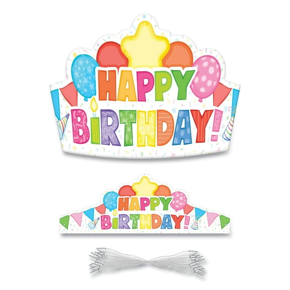 Student Crown, Birthday, 14.5 x 5.13, Assorted Colors, 30/Pack | Bundle of 2 Packs