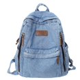 thumbnail image 1 of Student Denim Backpack Zipper Bookbag Multi Pockets Large School Bag(Light Blue), 1 of 8