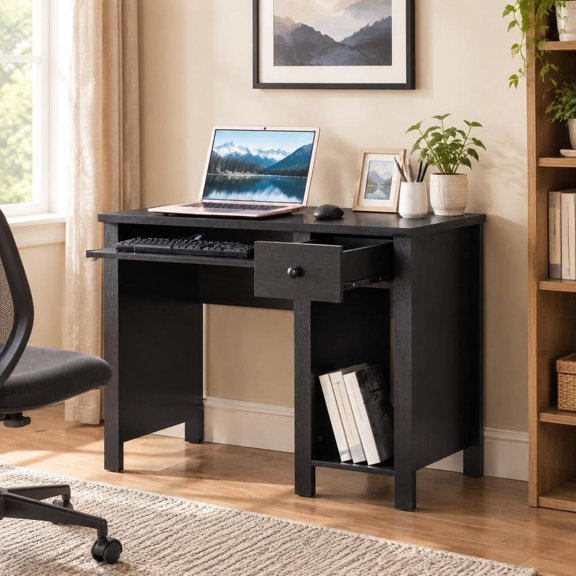 Student Desk, 39 In. W, with Keyboard Drawer, Compact for Home Office and Laptop Use