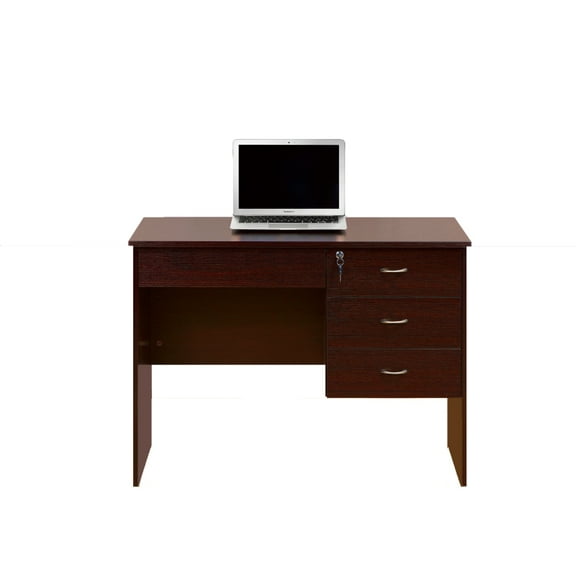 Student Desk Office Desk Three Drawers Metal Rod Handle Mahogany