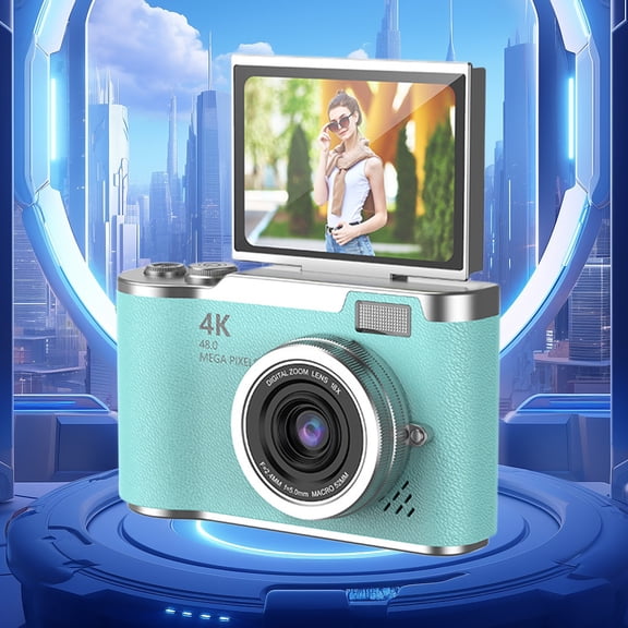 Student Digital Camera 2.4 Inch Flip Screen Autofocus, 1080P High Definition Selfie Beauty Camera, 48MP Point and Camera for Kids Teens Beginners