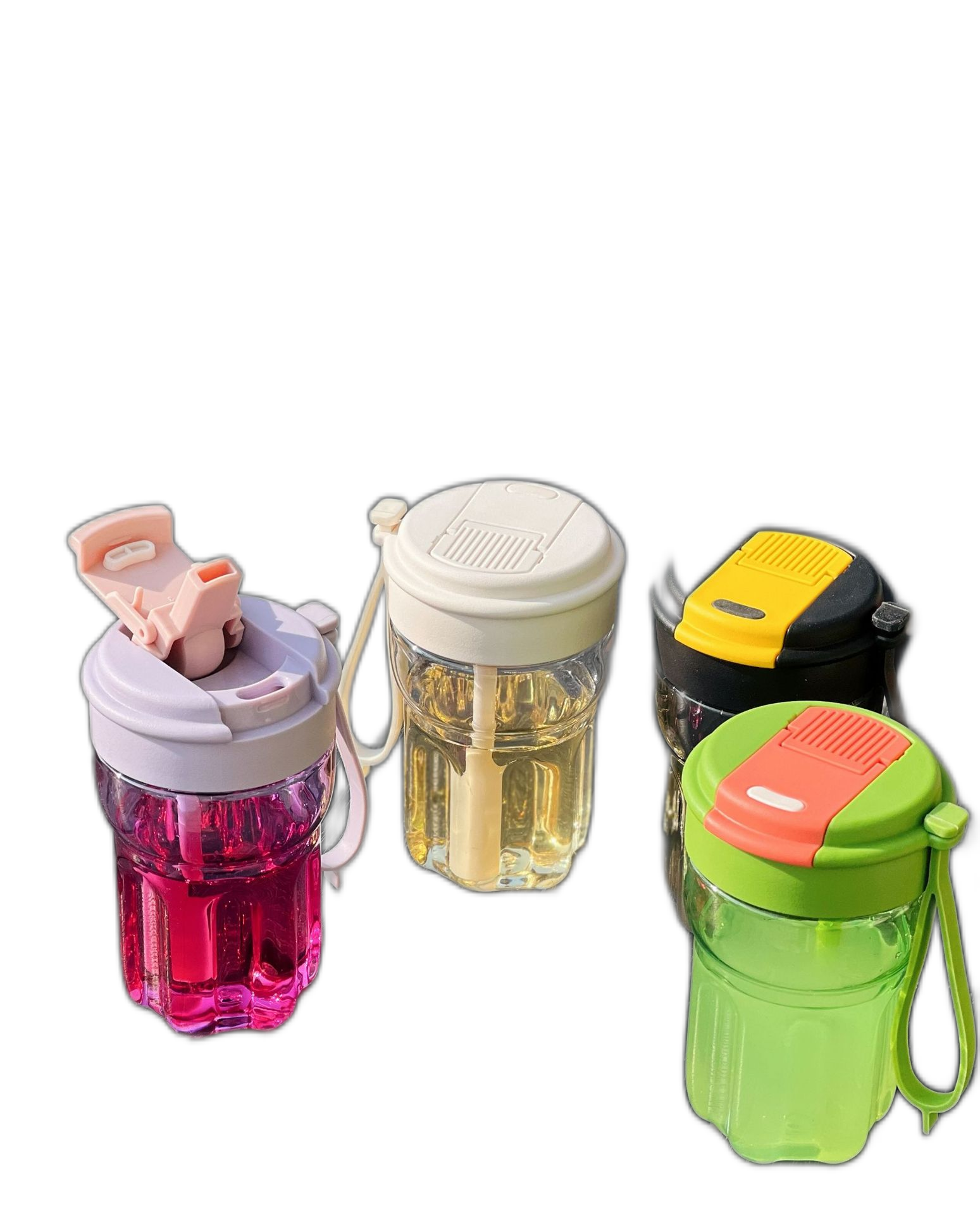 Student Double Drinking Simple Plastic Straw Cup Summer HighLooking Small Portable Coffee Cup