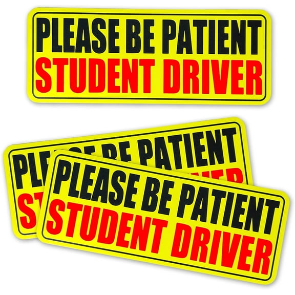 Student Drive Magnet for Car, Please Be Patient Student Driver, New Drivers Sticker Safety Warning, Reusable Magnetic Reflective Rookie Driver Bumper Sticker