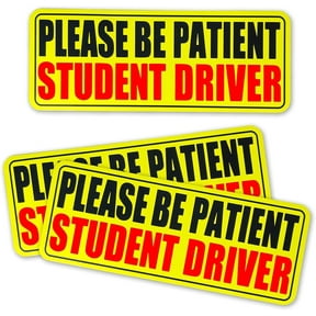 Student Driver Magnet Please Be Patient Car Decal, 2 Pack 9x3.5 Inch Reflective Reusable Magnetic Safety Warning Car Automotive Road Safety Sticker Driving Visibility Night Driving Daytime Use