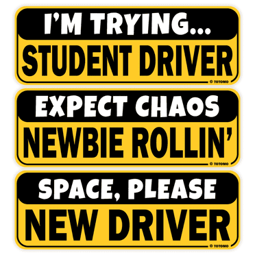 Student Driver Magnet for Car Magnetic Reflective Vehicle Safety Sign (3 Magnet Set)