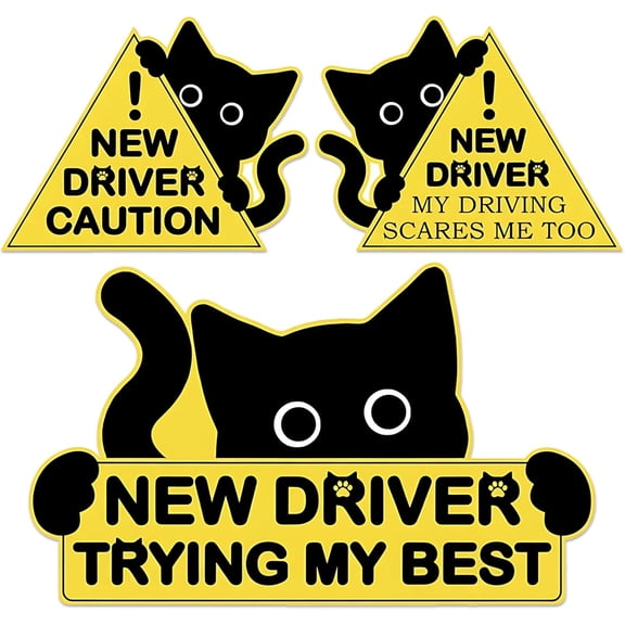 Student Driver Set, Student Sticker for Car, 3PCS New Driver Sticker Suitable for Beginner Drivers, Night Drivers and Car Decorations