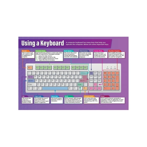 Student Gift Metal Sign Keyboard Skills Chart Learning Tool and Study Aid For Homeschool Coding Club Desk 12x8 Inch
