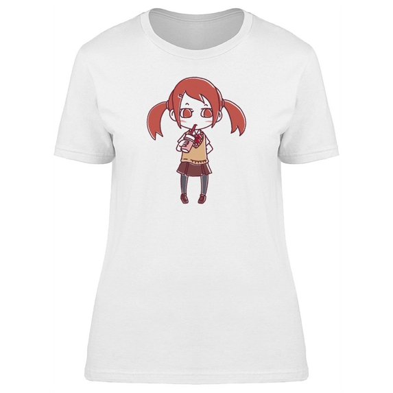 Student Girl Cartoon T-Shirt Women -Image by Shutterstock, Female XX-Large