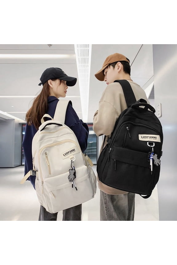 Student Large-capacity Backpack Simple Travel Backpack,Plus Pendant