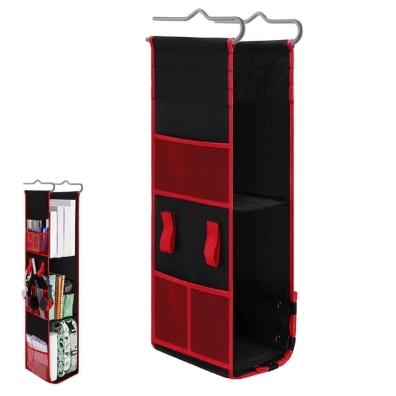 Student Locker Hanging Storage Rack, Multi-Pocket Organizer for Gym Bag, Fabric Closet Shelf for Books Shoes, Dorm Room Wardrobe Accessory