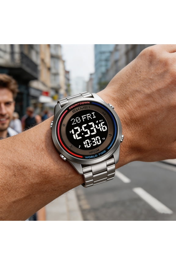 Student Multifunction Digital Watch Luminous Large Dial Sport Chronograph 50M Waterproof for Young Learners