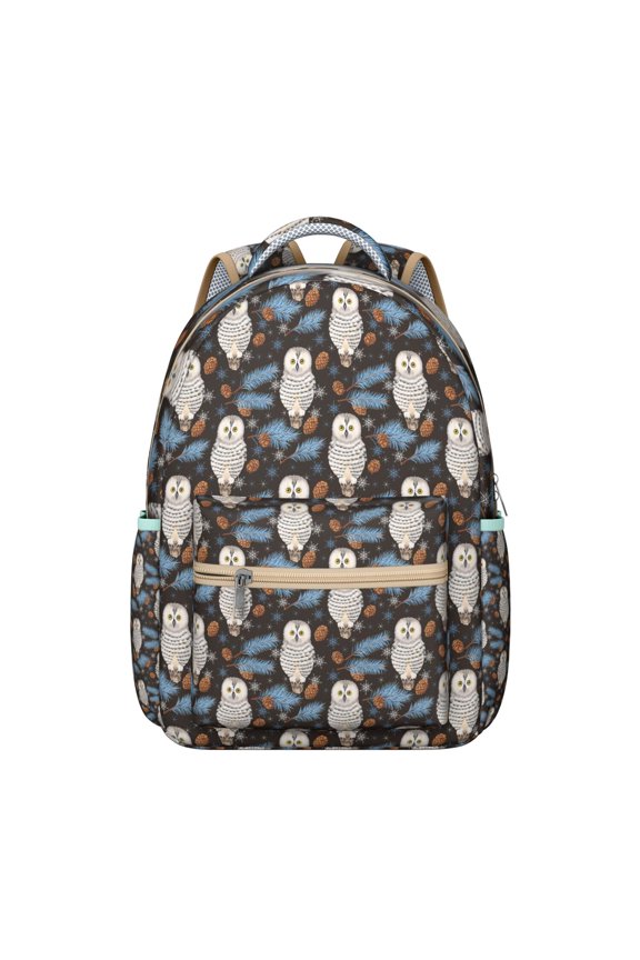 Student Owl Pattern School Backpack Durable Composite Oxford Material, Waterproof & Scratch-Resistant, Comfortable Adjustable Straps, Large Capacity for Outdoor, Travel, and Everyday Use