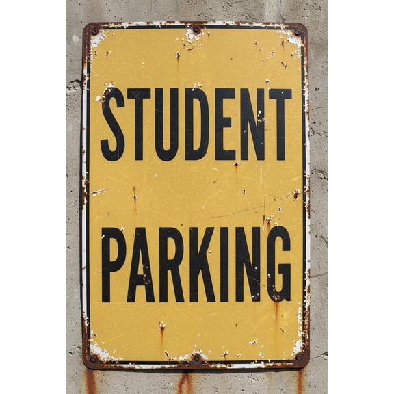 Student Parking|Full Color Metal Single-sided Street Parking Sign|Fade Resistant And Weatherproof|Rounded Corners, Predrilled Holes|8"x12"Inches Vintage Signs Aluminum Plates Printed