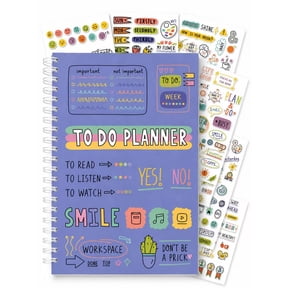 Aesthetic To Do Notebook with Stickers, Undated Daily Planner Organizer, Cute Productivity Journal for School Use, Student Planning Notebook
