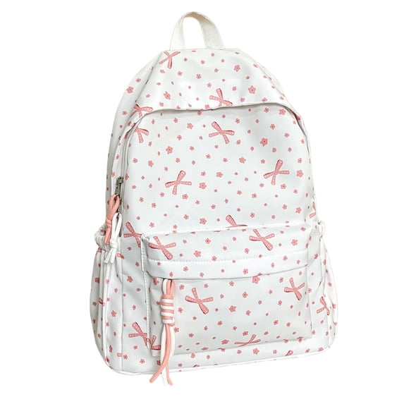 Student Polka Bow Backpack Versatile Casual Daypack Lightweight School Back To School Backpack