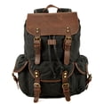 thumbnail image 1 of Student Rucksack Retro Backpack Drawstring Men Oil Wax Canvas Bag,Coffee, 1 of 2
