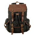 thumbnail image 1 of Student Rucksack Retro Backpack Drawstring Men Oil Wax Canvas Bag,Grey green, 1 of 2