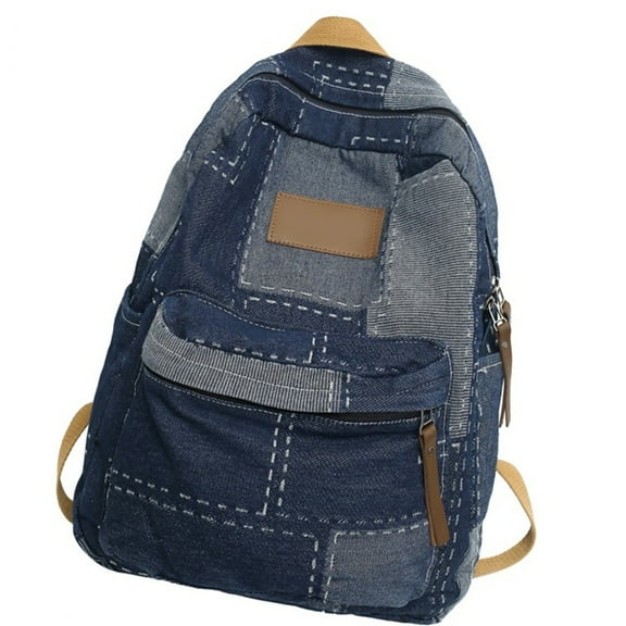 Student School Backpack Travel Backpack Aesthetic Rucksack Large Capacity Casual Daypacks Denims Patched Backpack