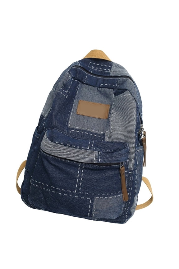 Student School Backpack Travel Backpack Aesthetic Rucksack Large Capacity Casual Daypacks Denims Patched Backpack