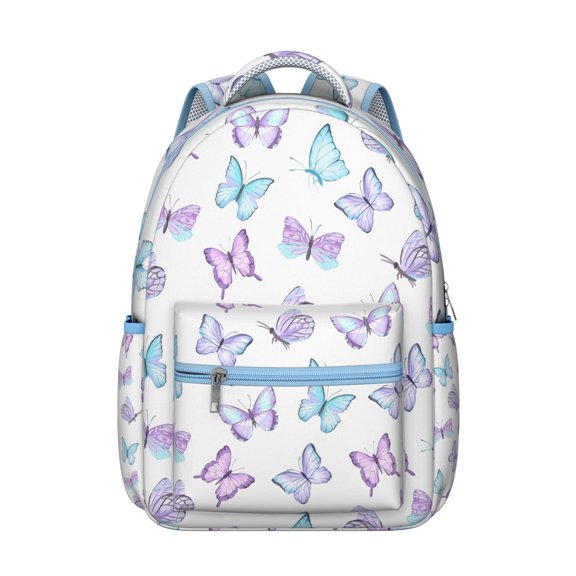 Student School Backpack with Butterfly Print Cute Floral Colorful Pattern Aesthetic Butterflies Lovers Gift