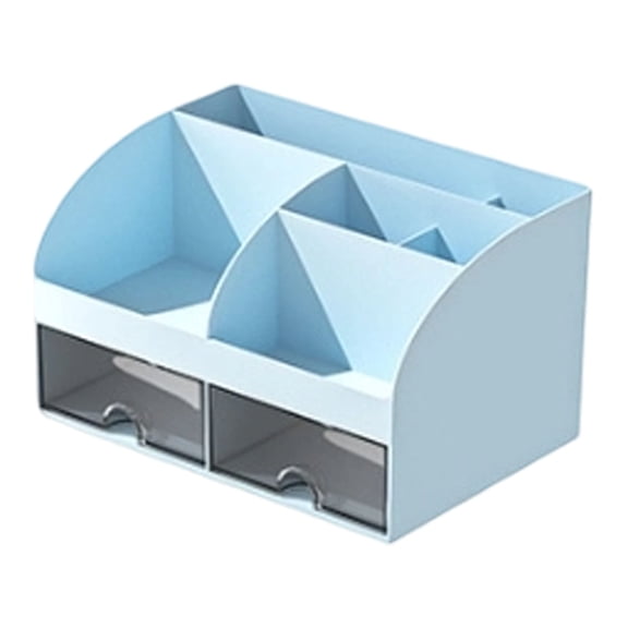 Student Stationery Storage Box, Mohdy Plastic Stationery Storage Box, 1Pc Desk Organizer With 6 Compartments And 2 Drawers Plastic Organizer Pen Holder For Desktop Storage Desk Organization For