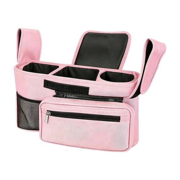 Student Storage Organizer | Insulated Bottle Holder Diaper Caddy Organizer with Adjustable Straps | Stroller Storage Bag Organizer for Outings and Travel, Pink
