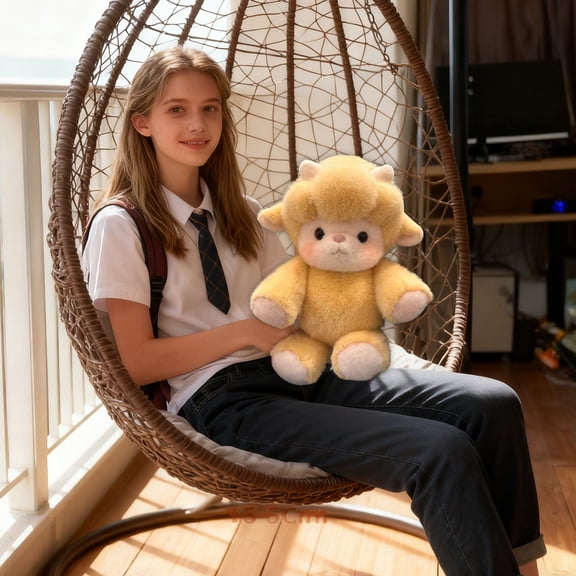 Student Stuffed Toys, 16 Inch Yellow Plush Lamb, Small Stuffed Animals for Student, Soft Plush Toys Animal Plush Toys, 16 Inch Squeeze Fuzzy Yellow Lamb Perfect for Gifting,