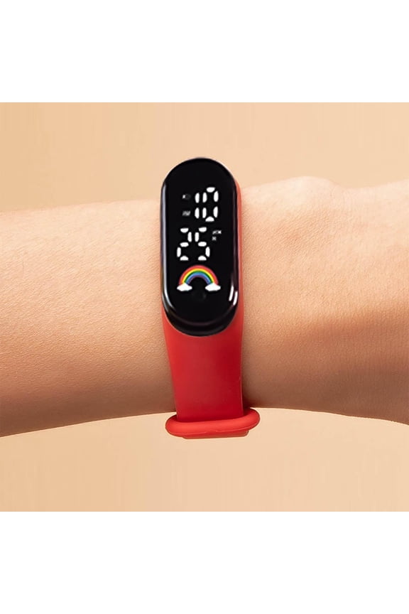 Student Watch, Digital Display, Temperature Display, Silicone Band, Adjustable Strap, Waterproof Watch, Cartoon Watch, Light Purple, 1 Pc, Back to School, Birthday Gift, Sports