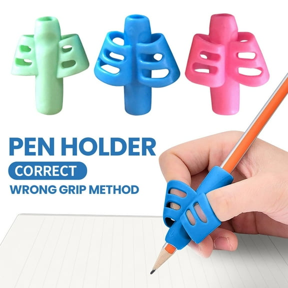 Student Writing Helper 3 Pack, Pencil Trainer, Writing Correction, Grip Strength Trainer, Non-Slip Soft Silicone Grip Aid That Guides Finger Placement to Support Consistent Neat