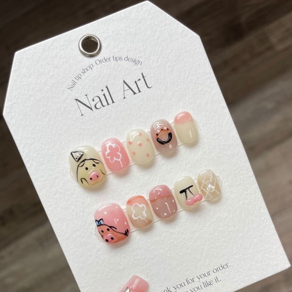 Student pregnant women patch finished product wearing nail three-dimensional piggy flower donut cherry cute hand-worn nail art