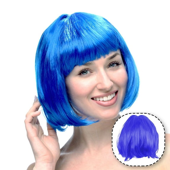 Students Send Bobo Wig Party Props Square Dance Dress Headgear Bobo Wig Blue - Wig Cabaret Charleston Wig Carnival and Party Charleston Wig, Back to School, Wedding Guest Dress, Ba Makeup Organizers