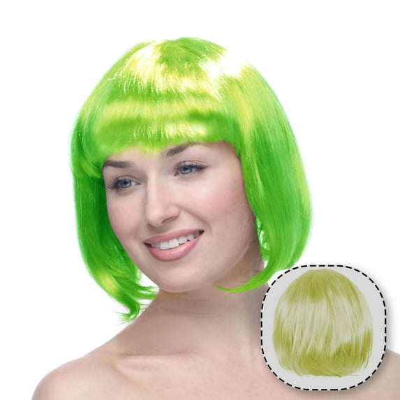 Students Send Bobo Wig Party Props Square Dance Dress Headgear Bobo Wig Green - Wig Cabaret Charleston Wig Carnival and Party Charleston Wig, Back to School, Wedding Guest Dress, B Makeup Organizers