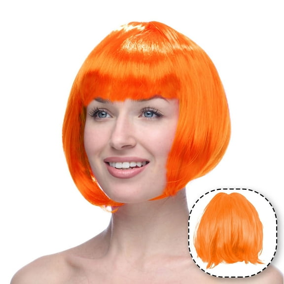 Students Send Bobo Wig Party Props Square Dance Dress Headgear Bobo Wig Orange - Wig Cabaret Charleston Wig Carnival and Party Charleston Wig, Back to School, Wedding Guest Dress, Makeup Organizers